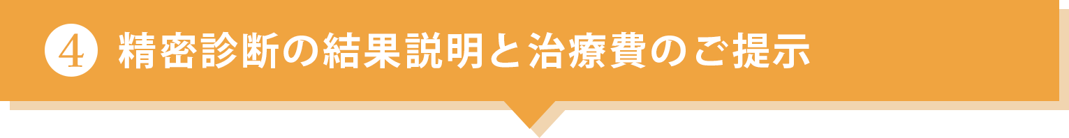 精密診断の結果説明と治療費のご提示